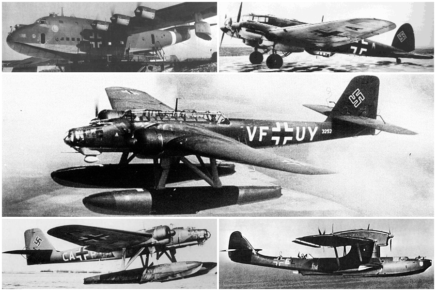 Aircraft damaged by Charles Scherf on the ground or water between November 1943 to May 1944: BV 222, He 111, He 115, He 115, Do 18