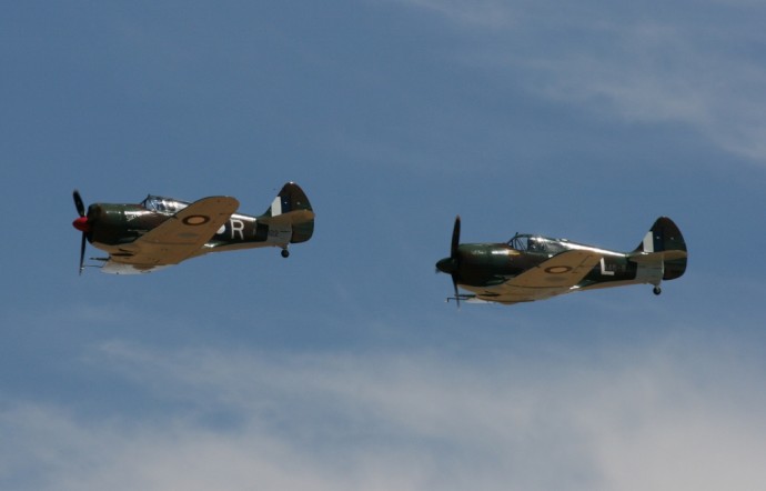 2 CAC Boomerangs fly together for the first time since 1945 Temora Aviation Museum NSW Australia 2009