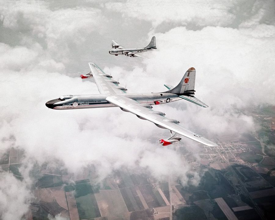 Convair NB-36H Peacemaker experimental aircraft (s/n 51-5712) and a Boeing B-50 Superfortress chase plane fitted with nuclear reactor
