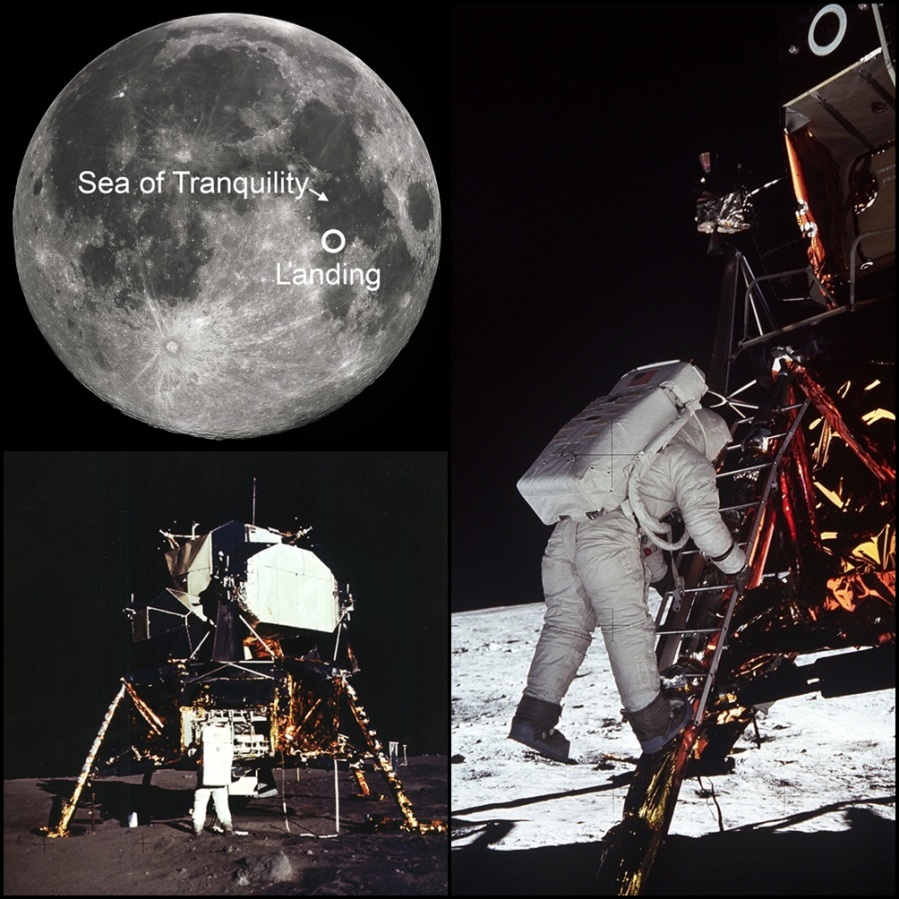 Buzz Aldrin descends from "Eagle" the Lunar Lander July 20 1969 NASA