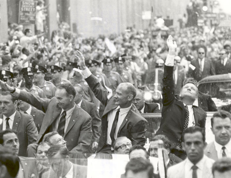 A ticker tape parade for the Apollo XI Astronauts in New York City on August 13th, 1969