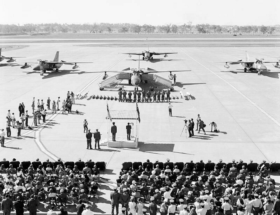 RAAF Arrival of A8 F111s of first batch from Fort Worth Texas June 1 1973