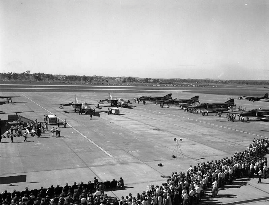 arrival of the first F-111C's to RAAF Amberley ion June 1st, 1973 as it shows the leased F-4E Phantom II and even a GAF Canberra that the F-111 ultimately replaced 