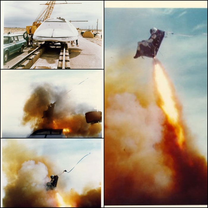 NASA Space Shuttle Escape System Test Vehicle ejection testing at Holloman Air Force Base circa 1976/1977