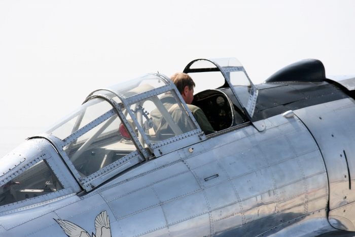 The Seversky AT-12 Guardsman is prepared for flight Planes of Fame 2015