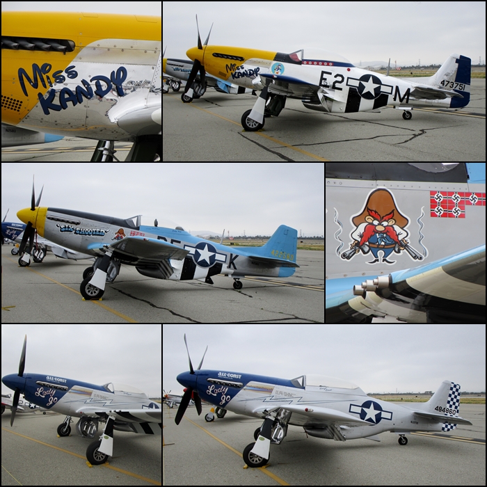 P-51D's "Miss Kandy", "Six Shooter" and "Lady Jo" Planes Of Fame 2015