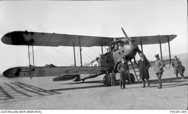 Goode Aerodrome - Athens, Greece in Feburary 1920 - Ray Parer stands to the left of the Airco DH9 (Photo Source: Australian War Memorial)