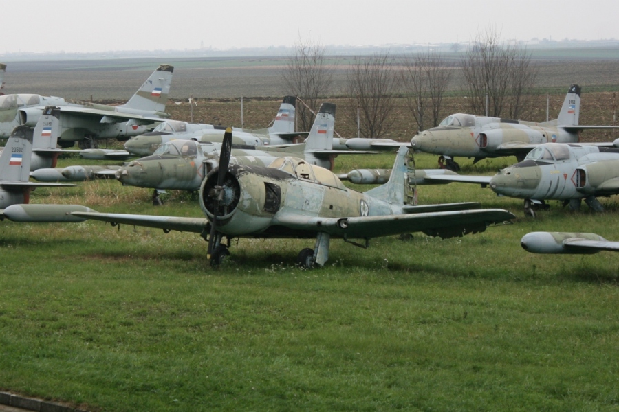 Soko 522 trainer aircraft Belgrade Serbian AF boneyard