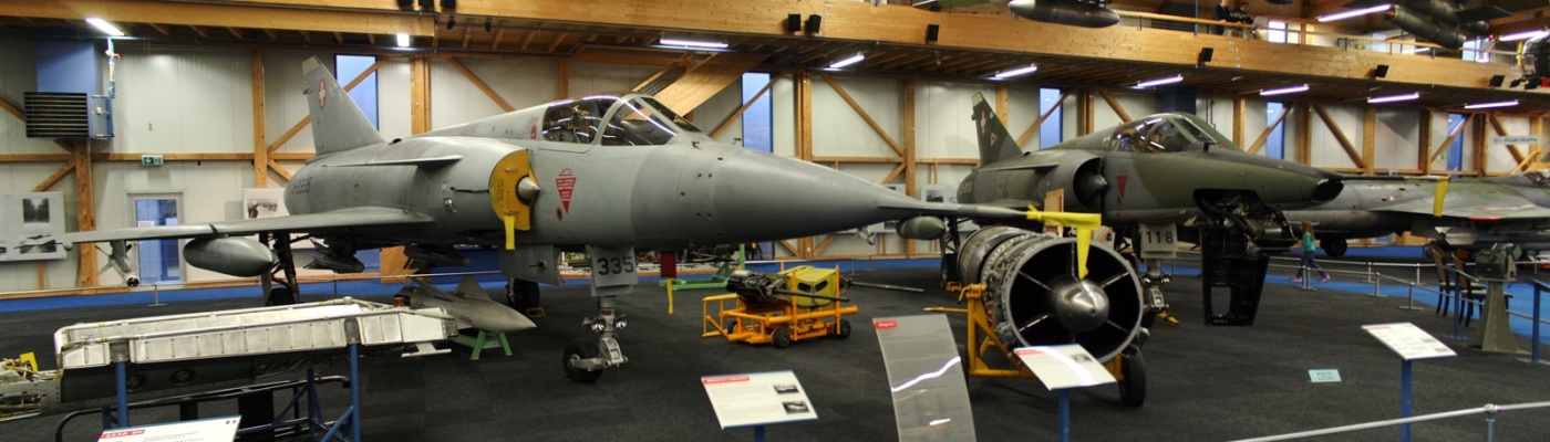 Dassault Mirage IIIS interceptor and Mirage IIIRS reconnaissance aircraft at the Swiss Air Force Centre (Flieger Flab Museum), Dübendorf