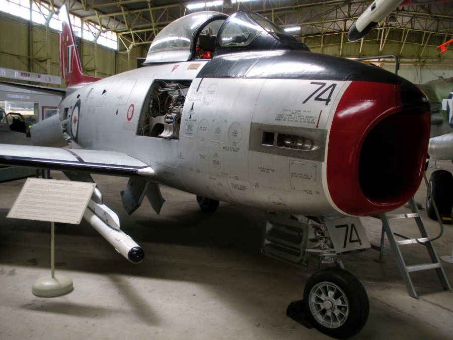 CAC Sabre jet fighter at the Classic Fighters Museum in Parafield, South Australia