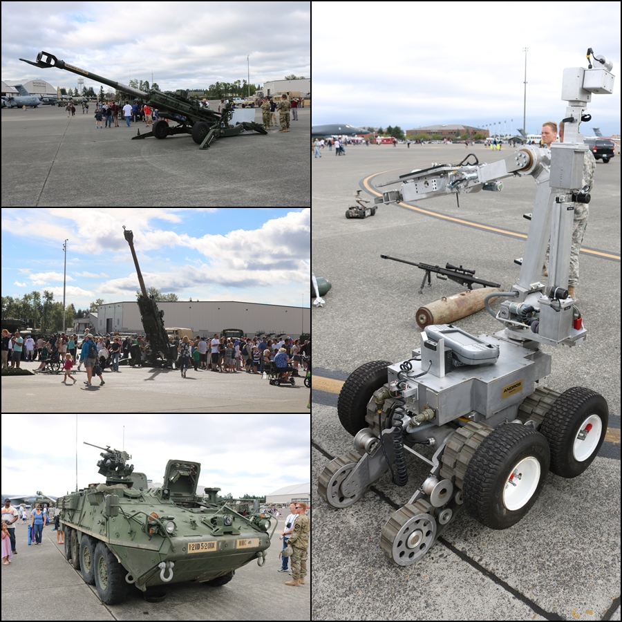 US Army artillery Stryker and bomb disposal robot JBLM