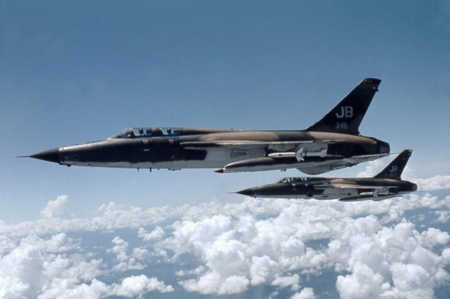 USAF F-105G Thunderchief "Wild Weasel" SAM Suppression aircraft armed with the AGM-78 Standard ARM and AGM-45 Shrike anti-radiation missiles (USAF Photo)