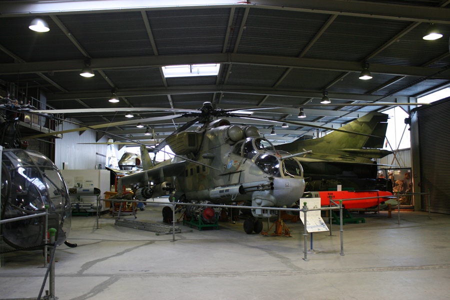 Former East German Mil Mi-24P Hind F helicopter gunship at WTS Koblenz