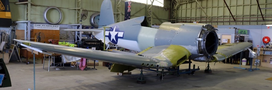 Classic Jets Fighter Museum Vought F4U-1 Corsair restoration - Parafield Airport, South Australia April 2017
