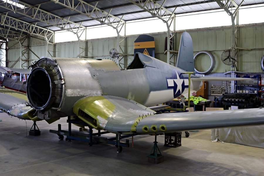 Classic Jets Fighter Museum Vought F4U-1 Corsair restoration - Parafield Airport, South Australia April 2017