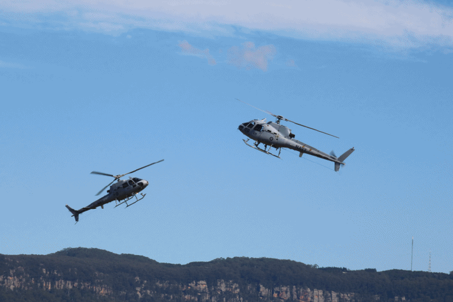 RAN Squirrel Pairs Display Team in action at Wings Over Illawarra 2017 