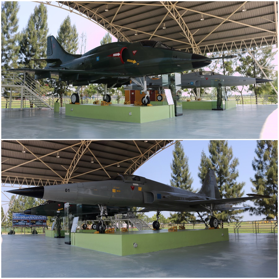 Royal Malaysian Air Force Douglas A-4PTM Skyhawk and Northrop F-5E Tiger II - Muzium Kapal Selam, Malacca Malaysia (June 2018)