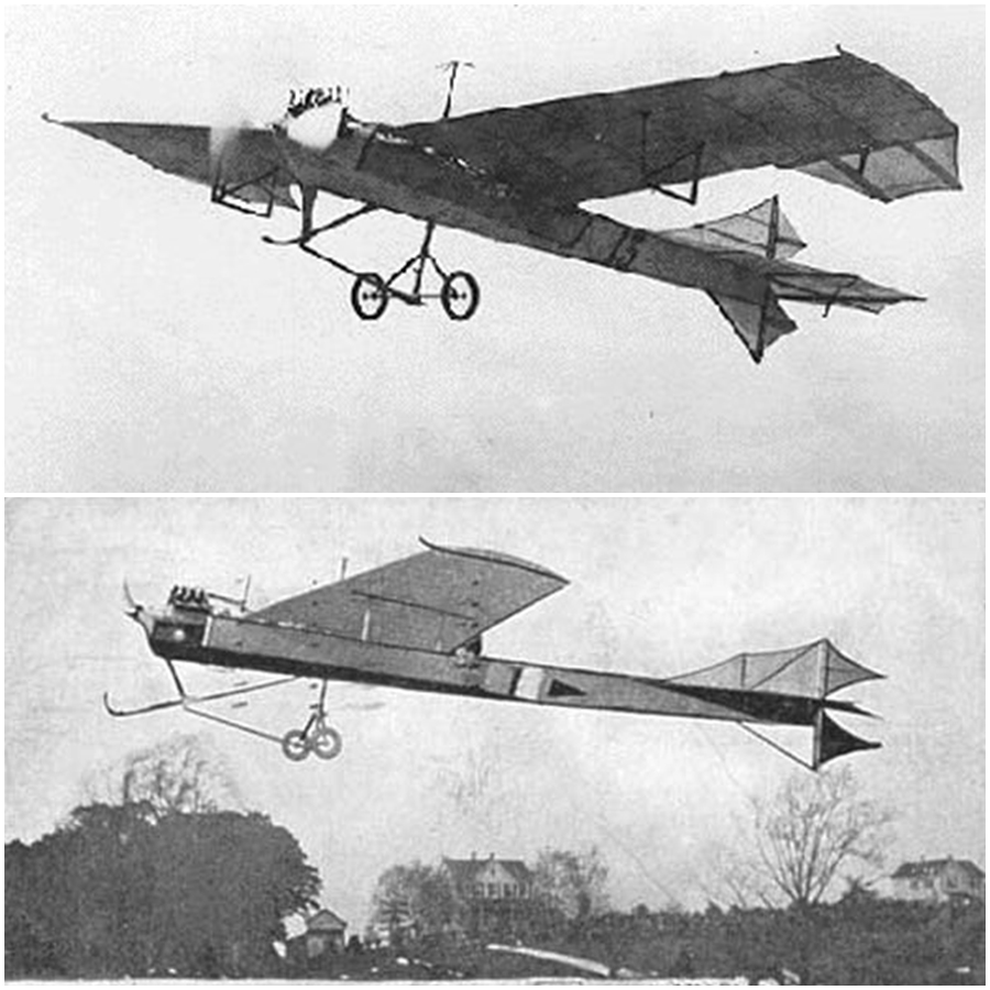 Levavasseur Antoinette IV & VII in flight Circa 1908 & 1909 (Photo Source: Wikipedia & Airwar.ru)