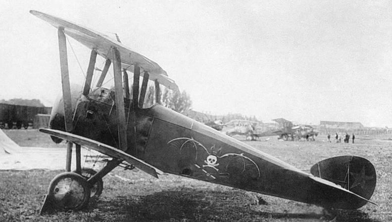 Wow! A Bolshevik Sopwith Camel F.1 captured from those supplied to Imperial Russia with an epic piece of art on the fuselage with a huge bat with skull and crossbones!