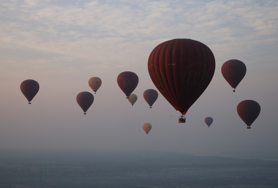 Sunrise Balloons Over Bagan Myanmar