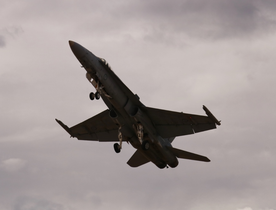 RAAF 2OCU McDonnell Douglas F/A-18A Hornet take-off at Warbirds Downunder 2018 (Day Two)