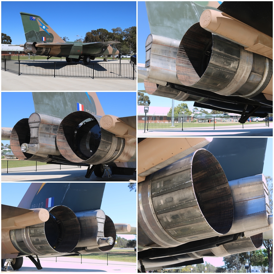 The twin Pratt & Whitney TF30-P-100 turbofan engines of the F-111C - RAAF Wagga Heritage Centre October 2018