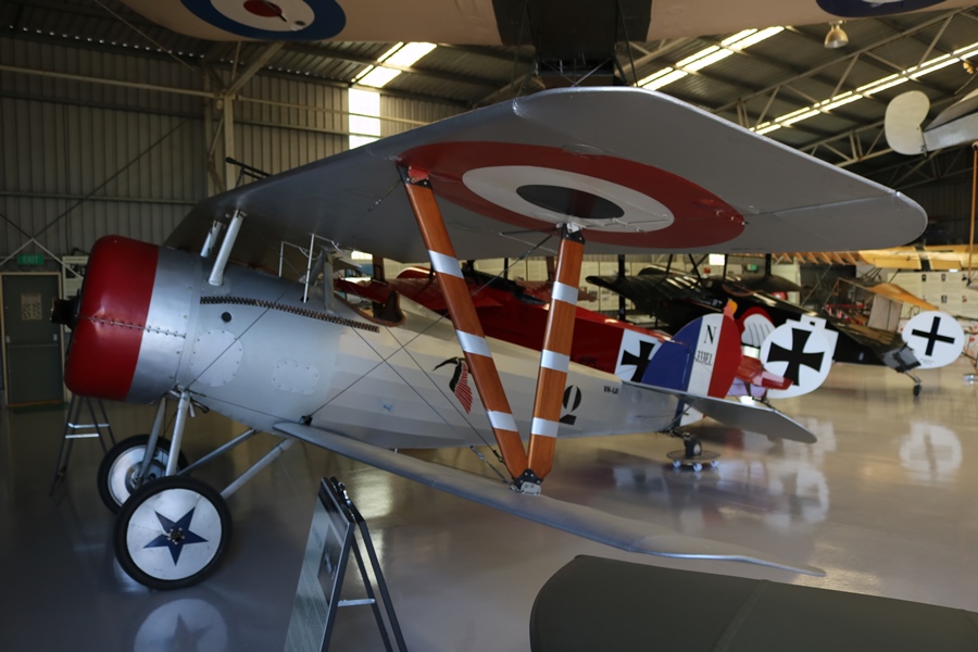 Replica 1917 Nieuport 24 in the colours and markings of French ace and hero, Captain George Guynemer whilst with Escadrille N.3 Les Cigognes - The Stork Squadron. The highly decorated Guynemer scored 53 victories - TAVAS, Caboolture Aerodrome, Queensland (November 2018)