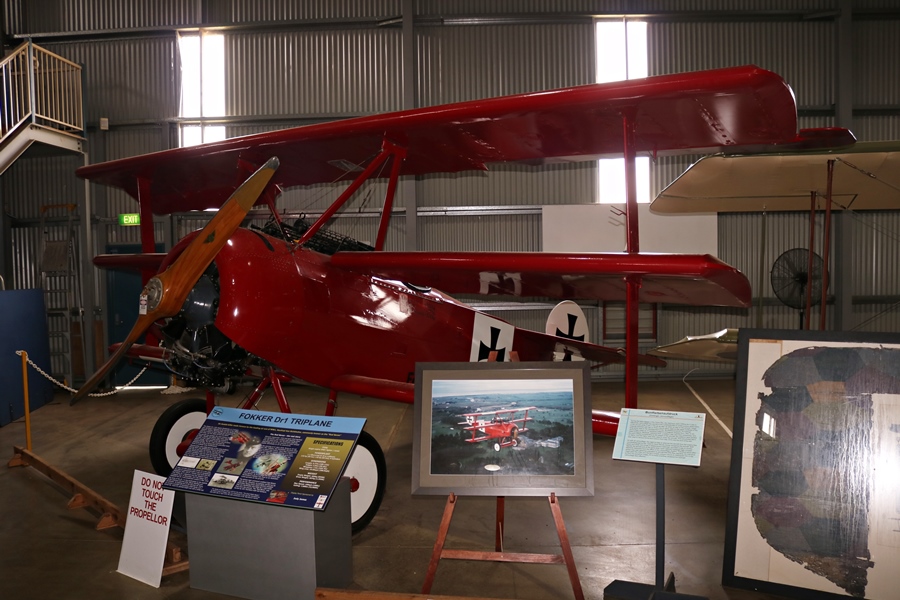 The Red Baron! A replica of Manfred von Richthofen's Fokker DR.I Driedecker triplane (built in 1973 for the movie The Great Waldo Pepper) - Australian Army Flying Museum, Oakey Queensland (November 2018)