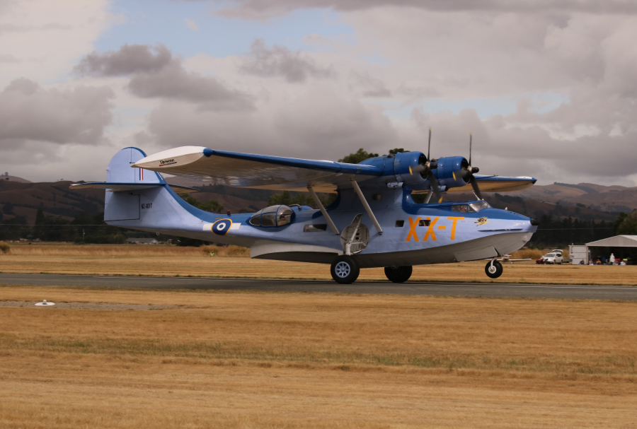 The New Zealand Catalina Preservation Society Consolidated PBY-5A Catalina (Canso) touches down at Hood Aerodrome NZ Wings Over Wairarapa 2019