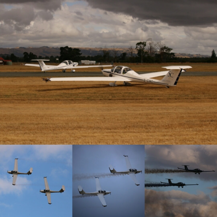 UK Airborne Pyrotechnics sailplane team flew during both the day and night shows Wings Over Wairarapa 2019